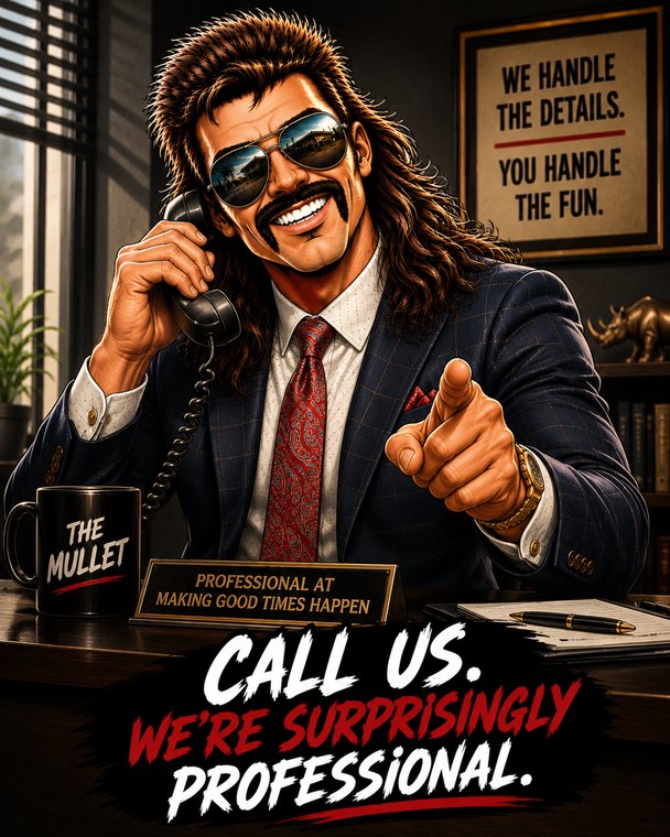 Randy on the phone at The Mullet
